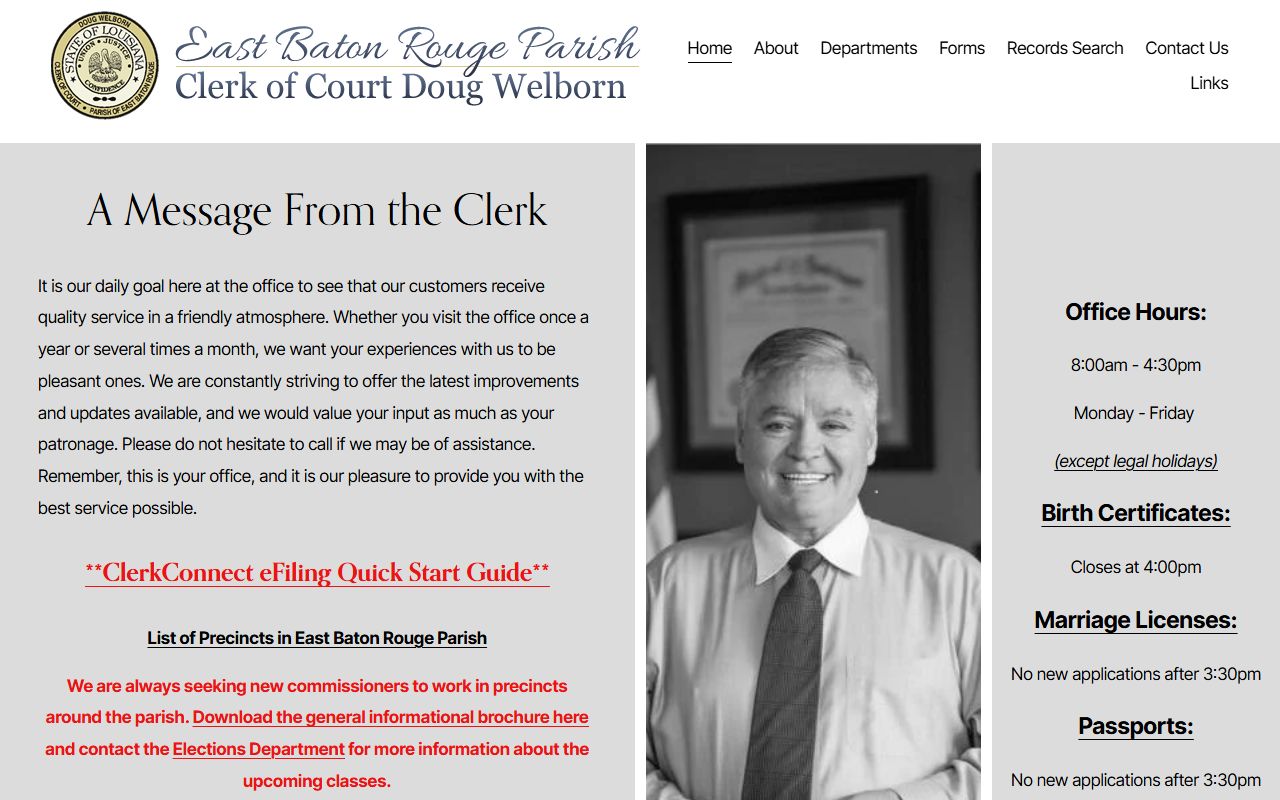 EBR Parish Clerk of Court website for Baton Rouge obituary records