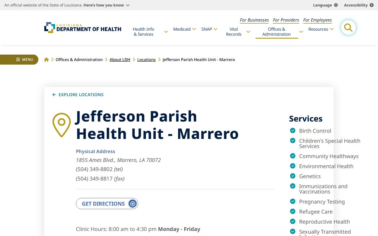 marrero obituary records ldh jefferson parish health unit marrero listing