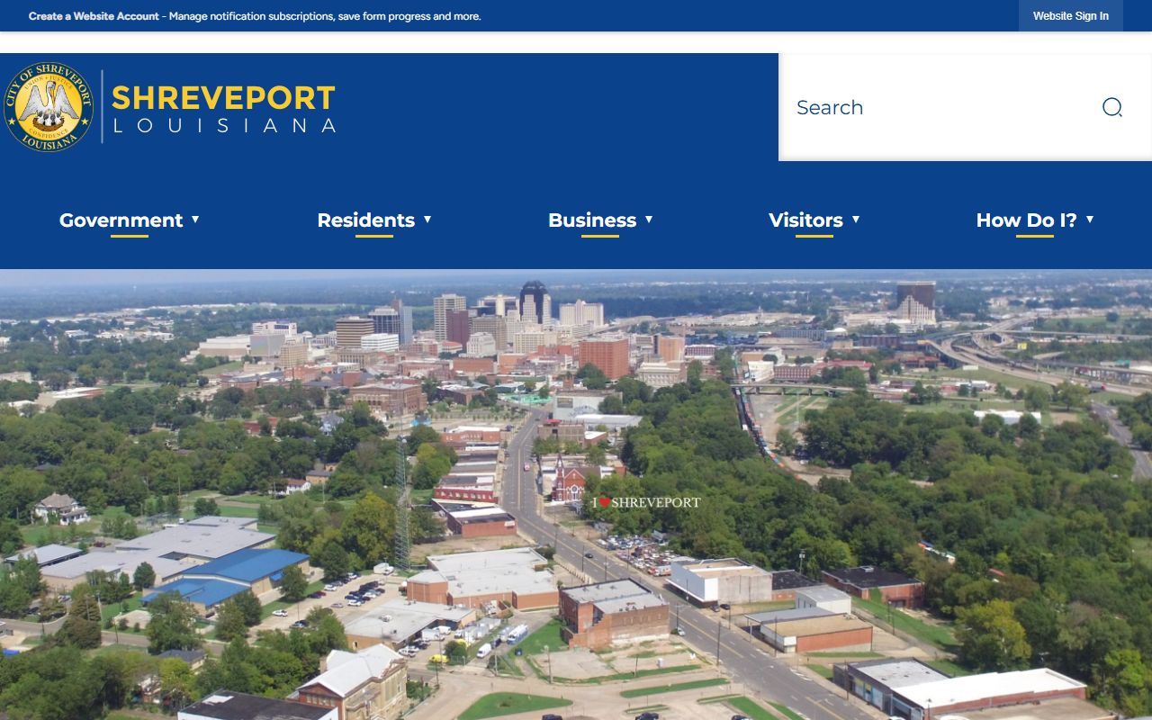 City of Shreveport website for obituary records resources
