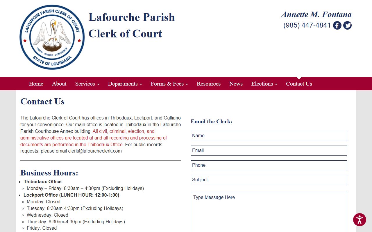 Lafourche Parish obituary records - Lafourche Clerk contact information