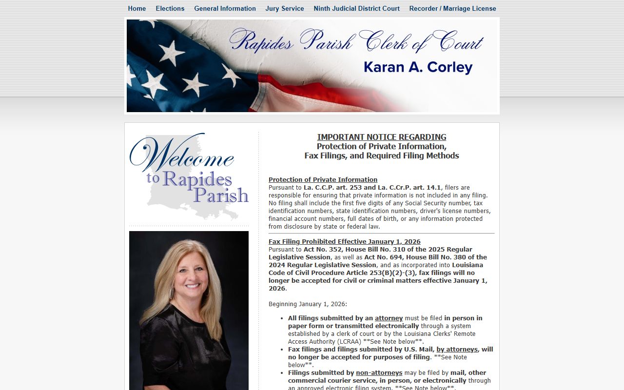Rapides Parish Clerk of Court page for Rapides Parish obituary records