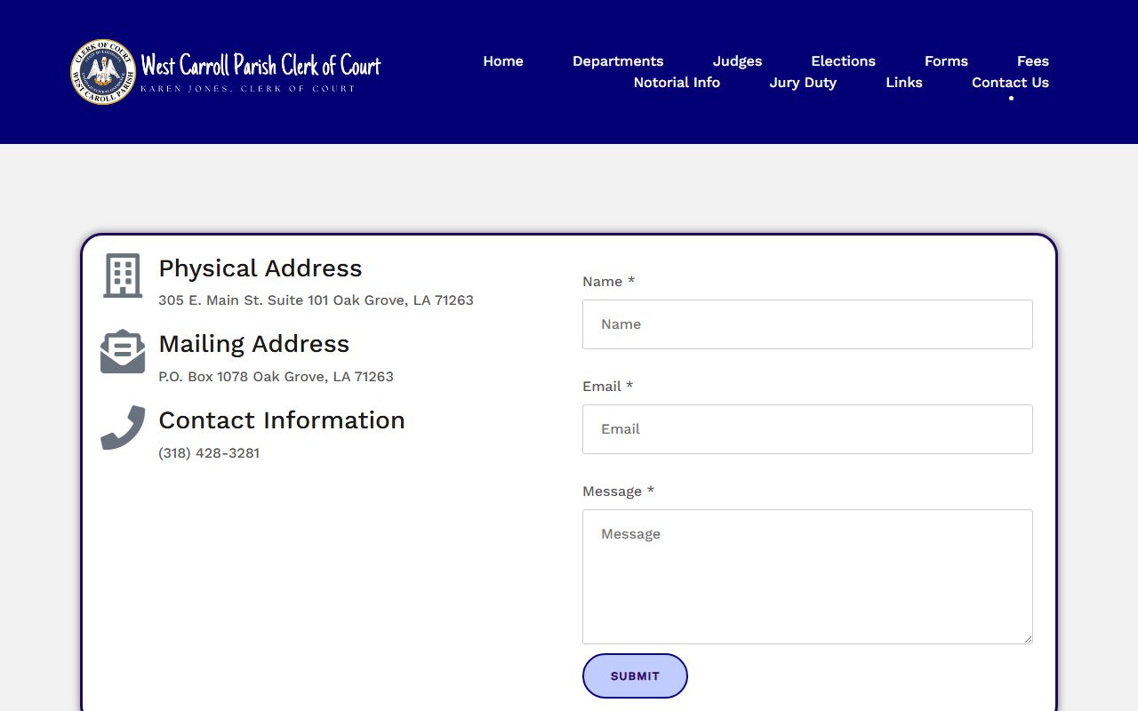 West Carroll Parish Clerk of Court website for West Carroll Parish obituary records