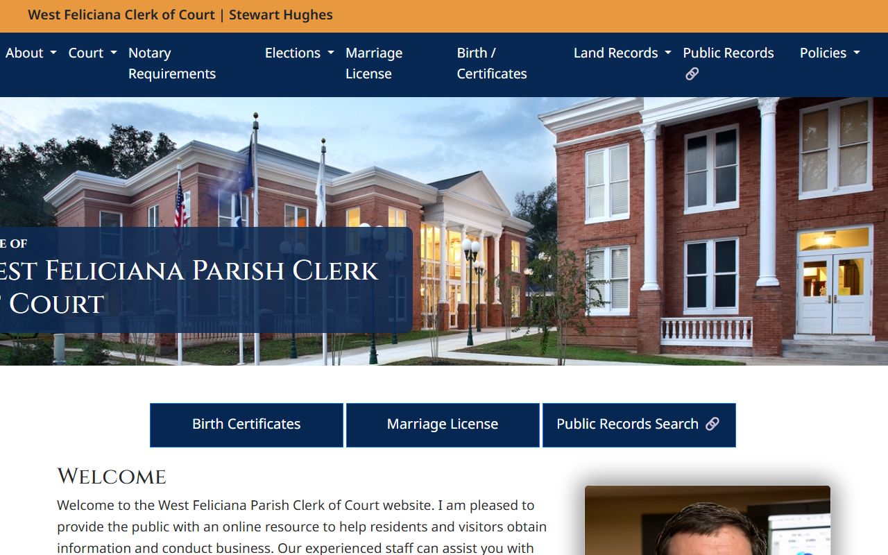 West Feliciana Parish Clerk of Court website for West Feliciana Parish obituary records